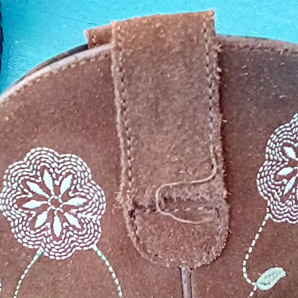 ROPER brown suede turquoise floral embroidered stitched ankle boots size 6.5 - Picture 6 of 10